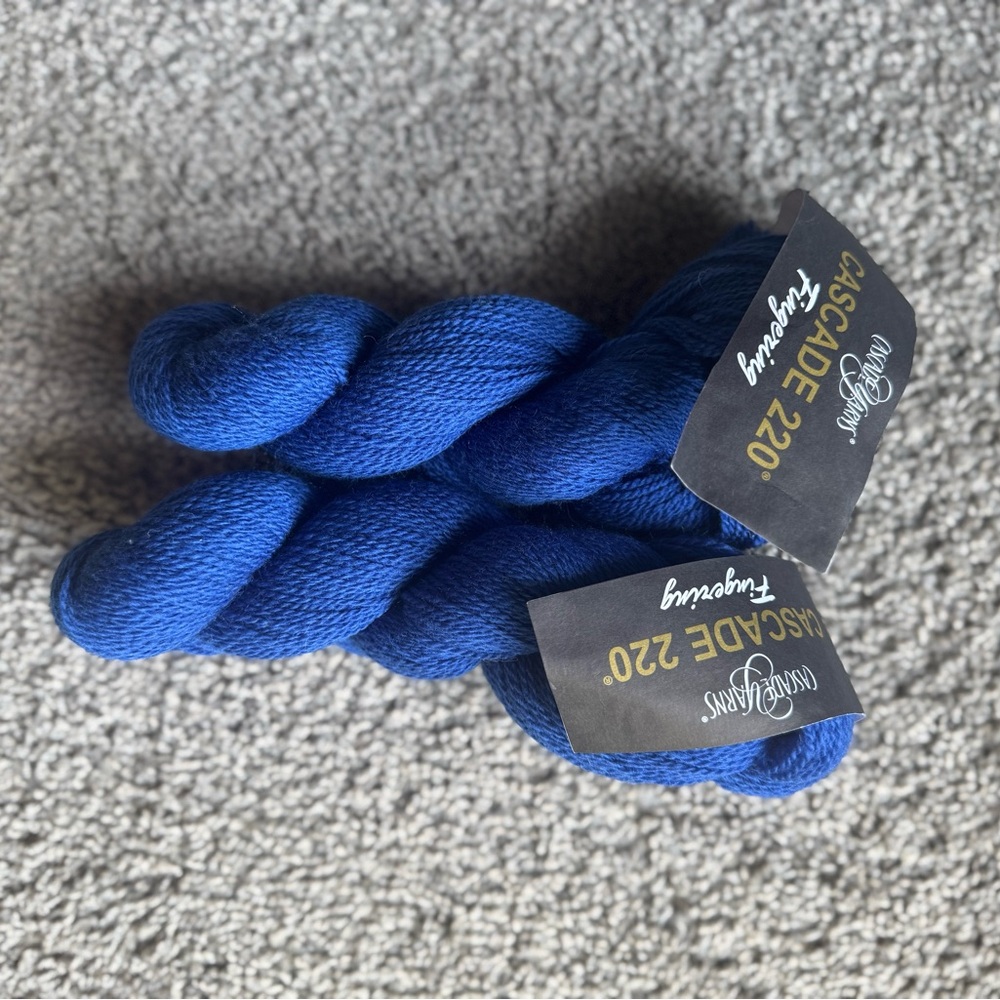 Cascade 220 Fingering Blue Wool Yarn